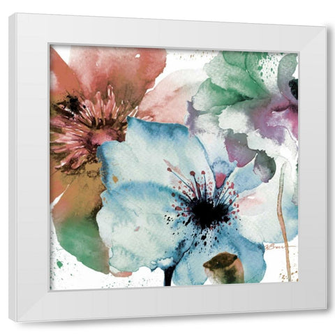Pink Flowers 2 White Modern Wood Framed Art Print by Brown,Victoria