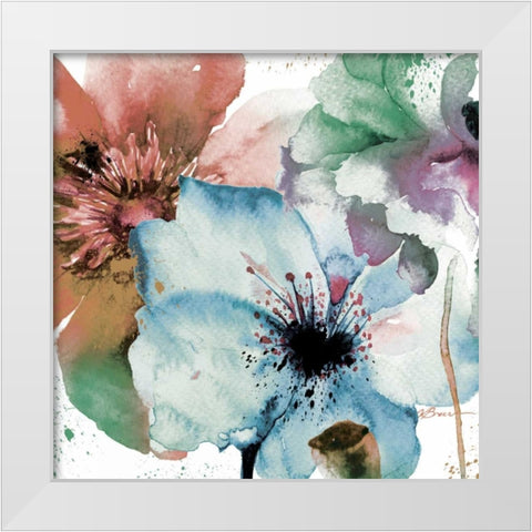 Pink Flowers 2 White Modern Wood Framed Art Print by Brown,Victoria