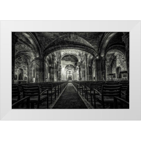Cuba Church BandW White Modern Wood Framed Art Print by Brown,Victoria