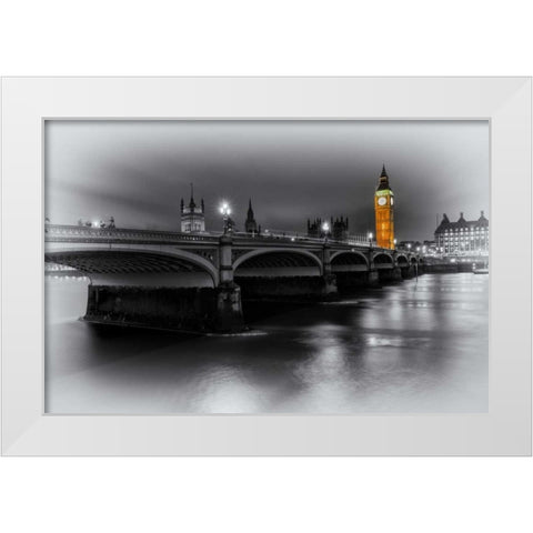 London Selective Bridge and Big Ben White Modern Wood Framed Art Print by Brown,Victoria