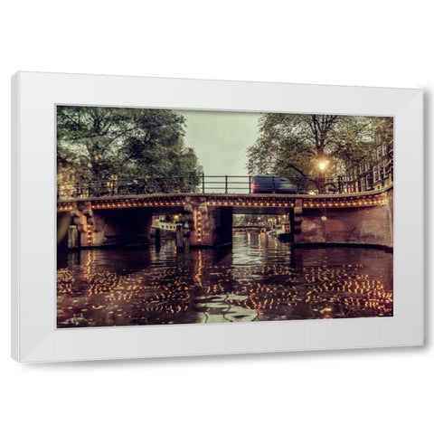 An Amterdam Bridge White Modern Wood Framed Art Print by Kostka, Vladimir