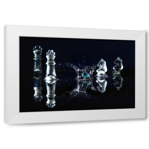 Chess Splash 1 White Modern Wood Framed Art Print by Kostka, Vladimir