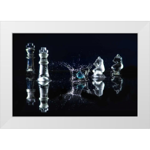 Chess Splash 1 White Modern Wood Framed Art Print by Kostka, Vladimir