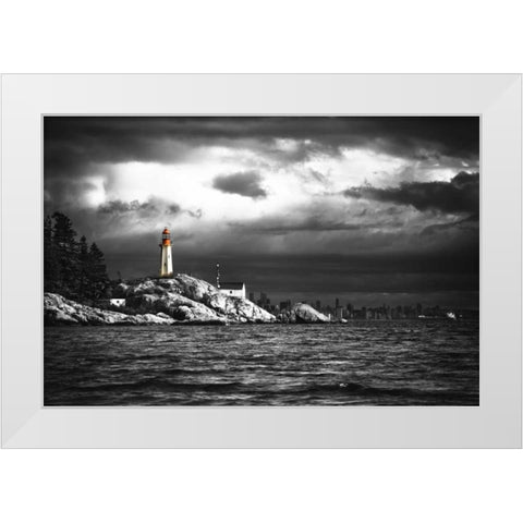 Lighthouse White Modern Wood Framed Art Print by Kostka, Vladimir