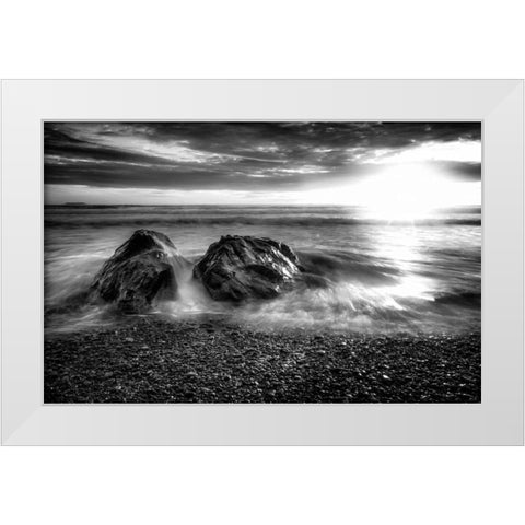 Old Friends BandW White Modern Wood Framed Art Print by Kostka, Vladimir