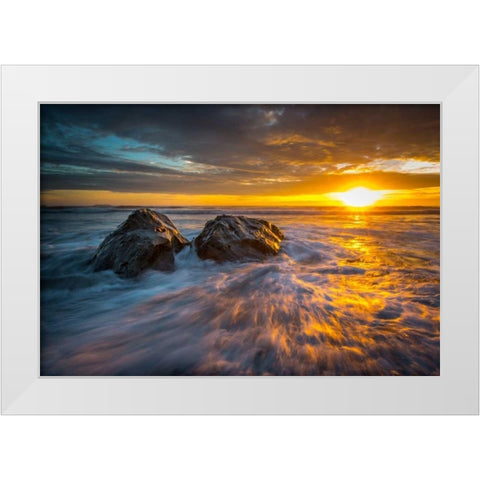 Old Friends White Modern Wood Framed Art Print by Kostka, Vladimir