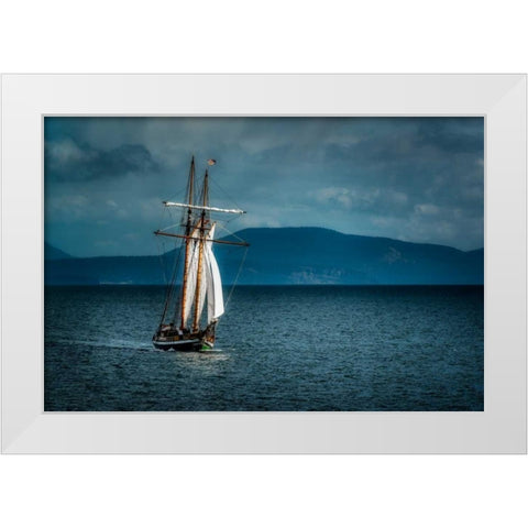 Sailing Away White Modern Wood Framed Art Print by Kostka, Vladimir