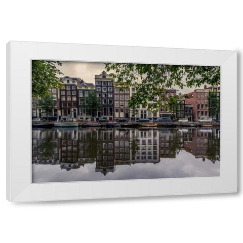 Amsterdam Reflections White Modern Wood Framed Art Print by Kostka, Vladimir