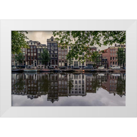 Amsterdam Reflections White Modern Wood Framed Art Print by Kostka, Vladimir