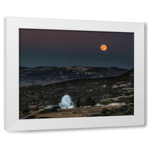 Milos Harvest Moon White Modern Wood Framed Art Print by Kostka, Vladimir