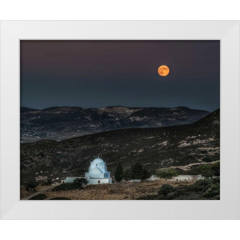 Milos Harvest Moon White Modern Wood Framed Art Print by Kostka, Vladimir