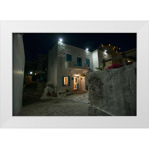 Milos Island House White Modern Wood Framed Art Print by Kostka, Vladimir