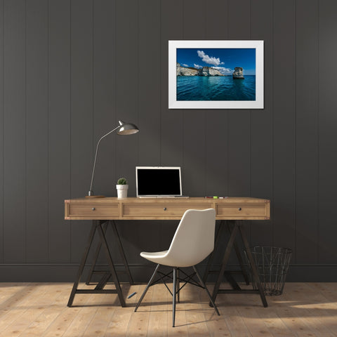 Milos Rocks 1 White Modern Wood Framed Art Print by Kostka, Vladimir