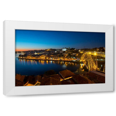 Portugal Porto Bridge White Modern Wood Framed Art Print by Kostka, Vladimir