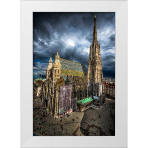 Vienna Cathedral White Modern Wood Framed Art Print by Kostka, Vladimir