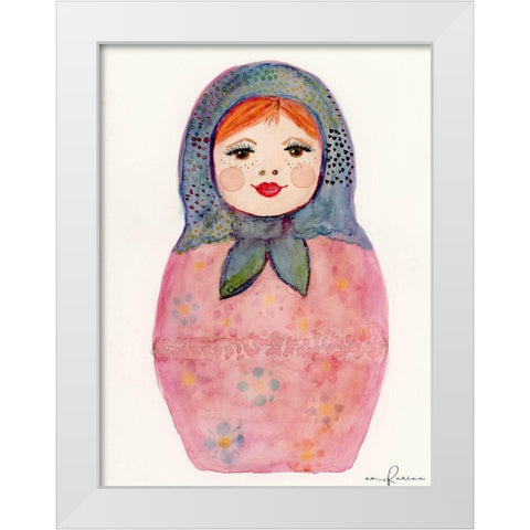 Nesting Doll 1 White Modern Wood Framed Art Print by Barski, Karen