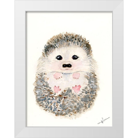 Hedgehog 1 White Modern Wood Framed Art Print by Barski, Karen