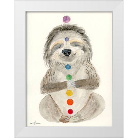Meditating Sloth 1 White Modern Wood Framed Art Print by Barski, Karen