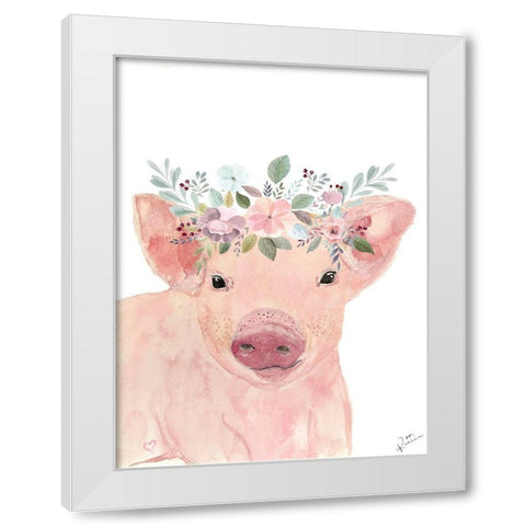 Pretty Pig White Modern Wood Framed Art Print by Barski, Karen