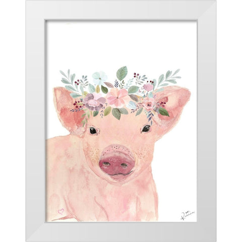 Pretty Pig White Modern Wood Framed Art Print by Barski, Karen