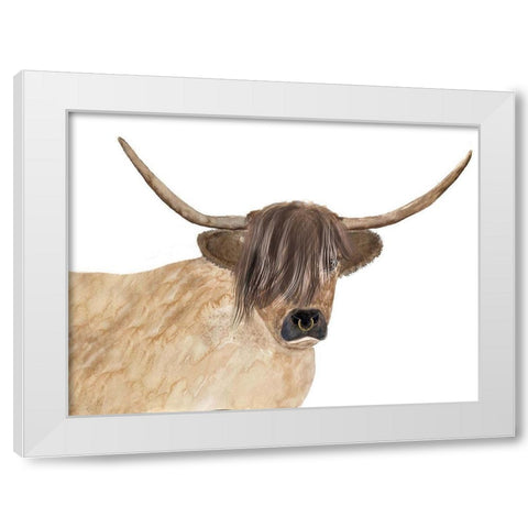 Steer Head Fashion White Modern Wood Framed Art Print by Barski, Karen