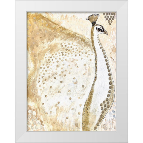 Albino Peacock Gold White Modern Wood Framed Art Print by Barski, Karen