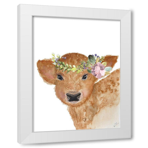 Young Calf White Modern Wood Framed Art Print by Barski, Karen