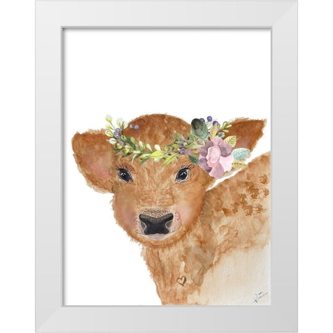 Young Calf White Modern Wood Framed Art Print by Barski, Karen