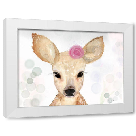 Cute Deer White Modern Wood Framed Art Print by Barski, Karen