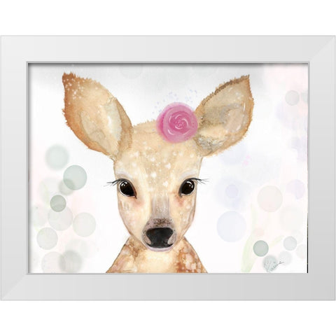 Cute Deer White Modern Wood Framed Art Print by Barski, Karen