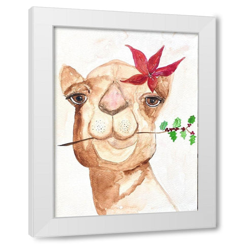 Xmas Camel White Modern Wood Framed Art Print by Barski, Karen
