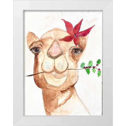 Xmas Camel White Modern Wood Framed Art Print by Barski, Karen