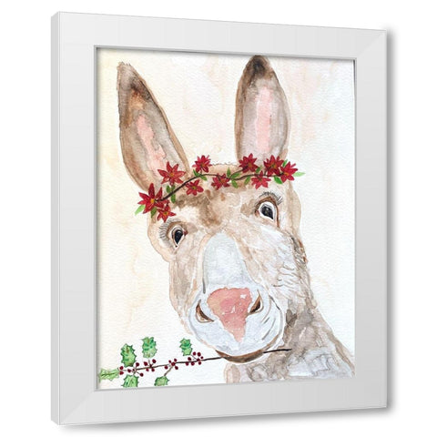 Xmas Donkey White Modern Wood Framed Art Print by Barski, Karen
