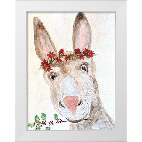Xmas Donkey White Modern Wood Framed Art Print by Barski, Karen