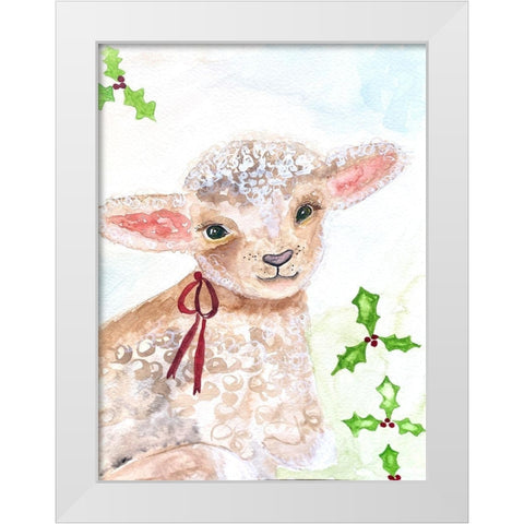 Xmas Lamb White Modern Wood Framed Art Print by Barski, Karen