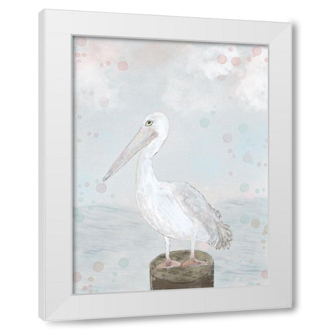 Lonely Seagull White Modern Wood Framed Art Print by Barski, Karen