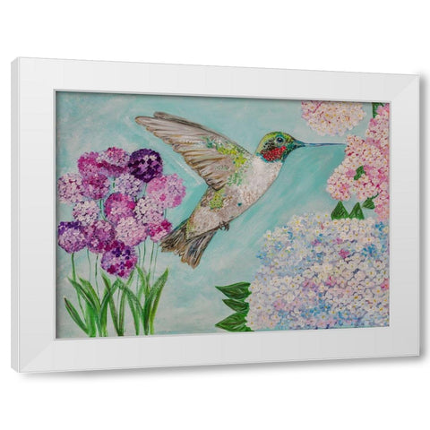 Feeding Spring Friend White Modern Wood Framed Art Print by Barski, Karen