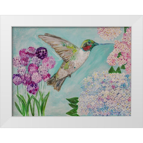 Feeding Spring Friend White Modern Wood Framed Art Print by Barski, Karen