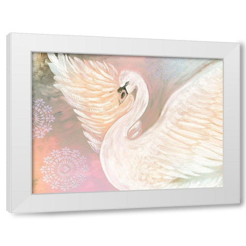 Pastel Swan With Mandala White Modern Wood Framed Art Print by Barski, Karen