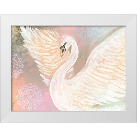 Pastel Swan With Mandala White Modern Wood Framed Art Print by Barski, Karen