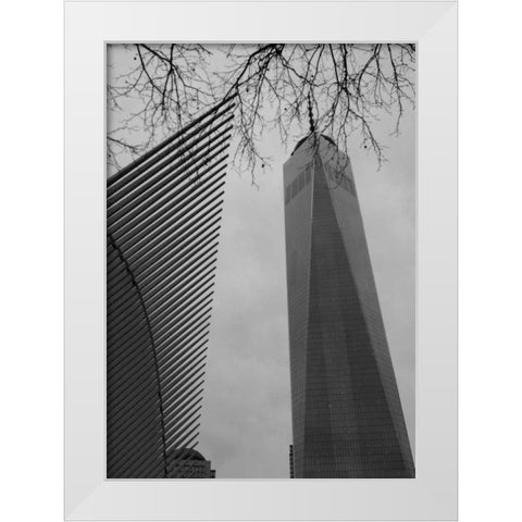 World Trade New York White Modern Wood Framed Art Print by A.D. Lines