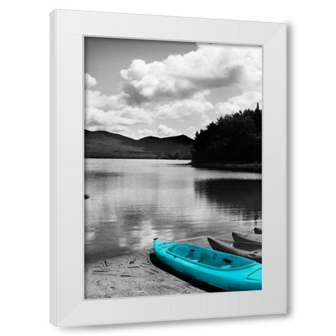 Kayak Teal White Modern Wood Framed Art Print by Foschino, Suzanne