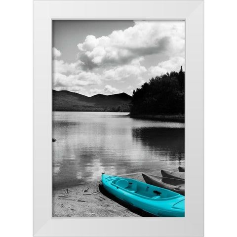 Kayak Teal White Modern Wood Framed Art Print by Foschino, Suzanne