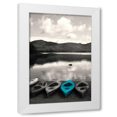 Kayaks Teal White Modern Wood Framed Art Print by Foschino, Suzanne