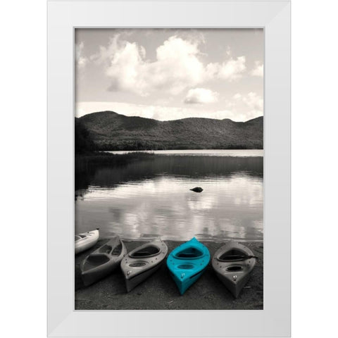 Kayaks Teal White Modern Wood Framed Art Print by Foschino, Suzanne