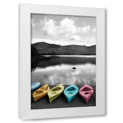 Kayaks Pastels White Modern Wood Framed Art Print by Foschino, Suzanne