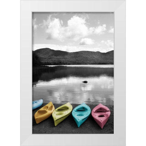 Kayaks Pastels White Modern Wood Framed Art Print by Foschino, Suzanne
