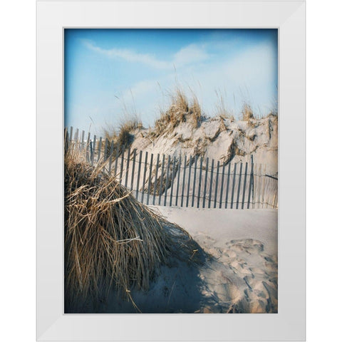 Beach Grass and Fence A White Modern Wood Framed Art Print by Foschino, Suzanne