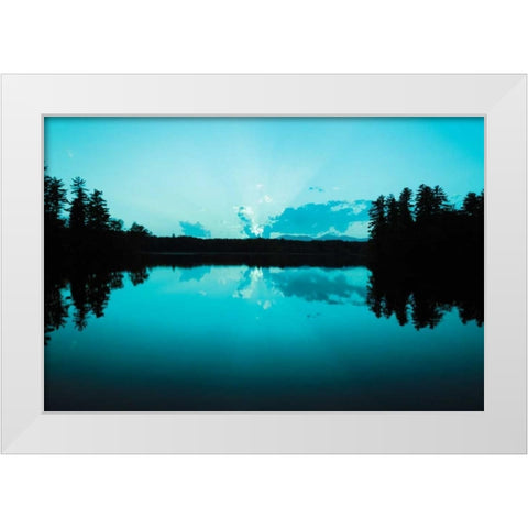 Sunset Lake Teal White Modern Wood Framed Art Print by Foschino, Suzanne