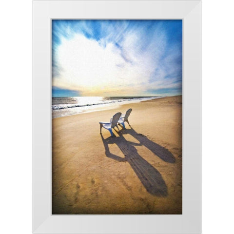 Beach Chairs Painting White Modern Wood Framed Art Print by Foschino, Suzanne